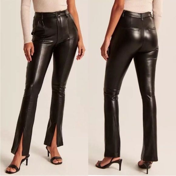 Abercrombie & Fitch The Skinny Ultra High Rise Faux Leather Ankle Slit Pants 26L - Picture 4 of 13